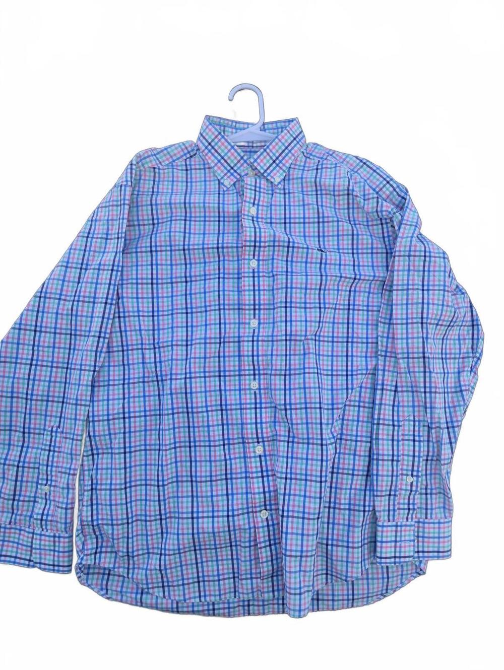 Vineyard Vines Classic Fit LONG SLEEVE CHECKERED FLANNEL Whale Shirt MENS LARGE